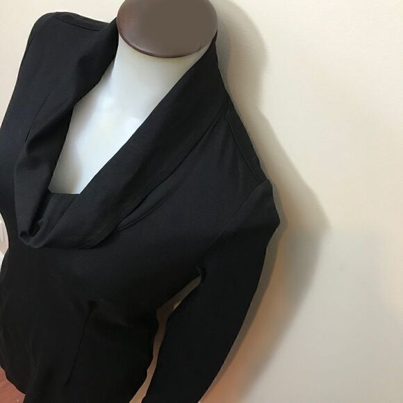 black Cowl Neck Semi Fitted Dress - Picture 4 of 10